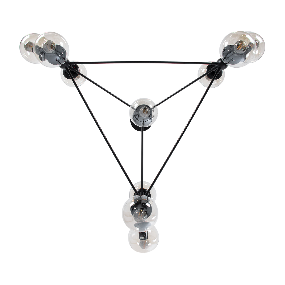 GLOBOSTAR® SENTINEL 01636 Μοντέρνο Φωτιστικό Οροφής με Ντουί 10 x E27 AC 220-240V IP20 - Μαύρο & Διάφανο - Μ105 x Π80 x Υ90cm - Image 7