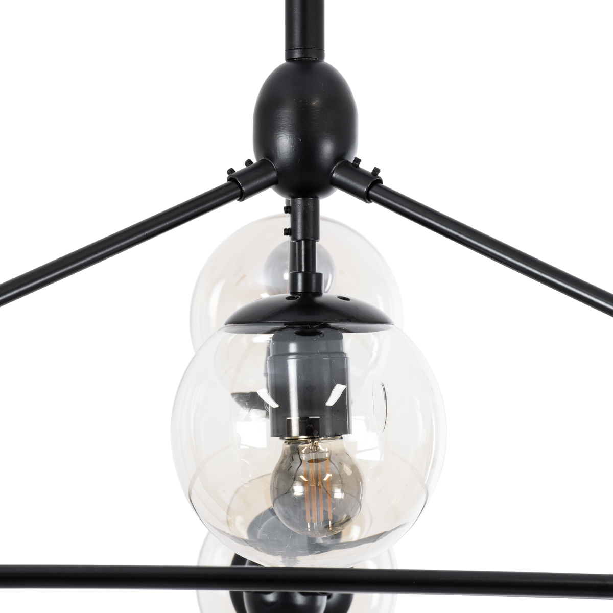 GLOBOSTAR® SENTINEL 01636 Μοντέρνο Φωτιστικό Οροφής με Ντουί 10 x E27 AC 220-240V IP20 - Μαύρο & Διάφανο - Μ105 x Π80 x Υ90cm - Image 8