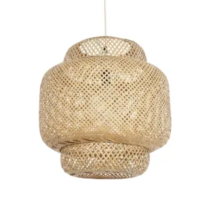 GLOBOSTAR® MALDIVES 01657 Boho Κρεμαστό Φωτιστικό Οροφής με Ντουί 1 x E27 AC 220-240V IP20 - Μπεζ - Μ50 x Π50 x Υ50m