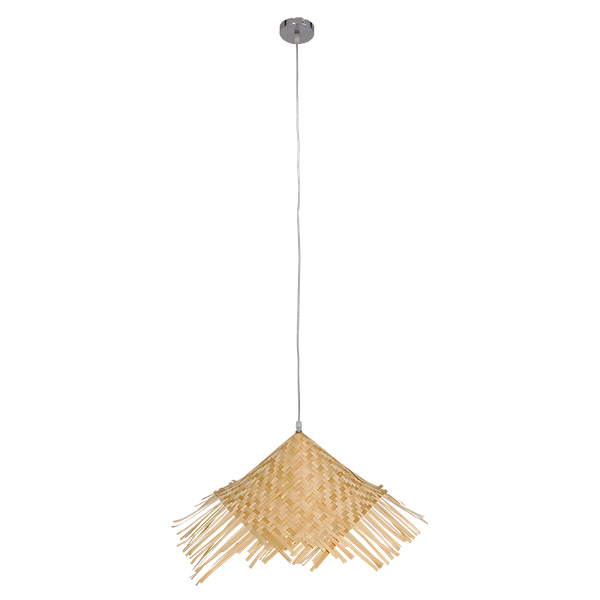GLOBOSTAR® RICEHAT 01666 Boho Κρεμαστό Φωτιστικό Οροφής με Ντουί 1 x E27 AC 220-240V IP20 - Μπεζ - Μ70 x Π70 x Y25cm - Image 2
