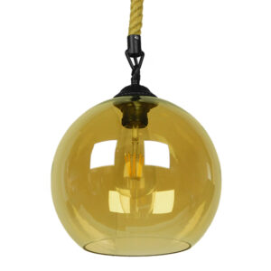 GLOBOSTAR® LENHAM 01668 Μοντέρνο Κρεμαστό Φωτιστικό Οροφής με Ντουί 1 x E27 AC 220-240V IP20 - Μπεζ & Μελί - Μ25 x Π25 x Y25cm
