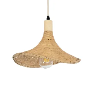 GLOBOSTAR® CUBA 01715 Boho Κρεμαστό Φωτιστικό Οροφής με Ντουί 1 x E27 AC 220-240V IP20 - Μπεζ - Μ33 x Π30 x Υ22cm