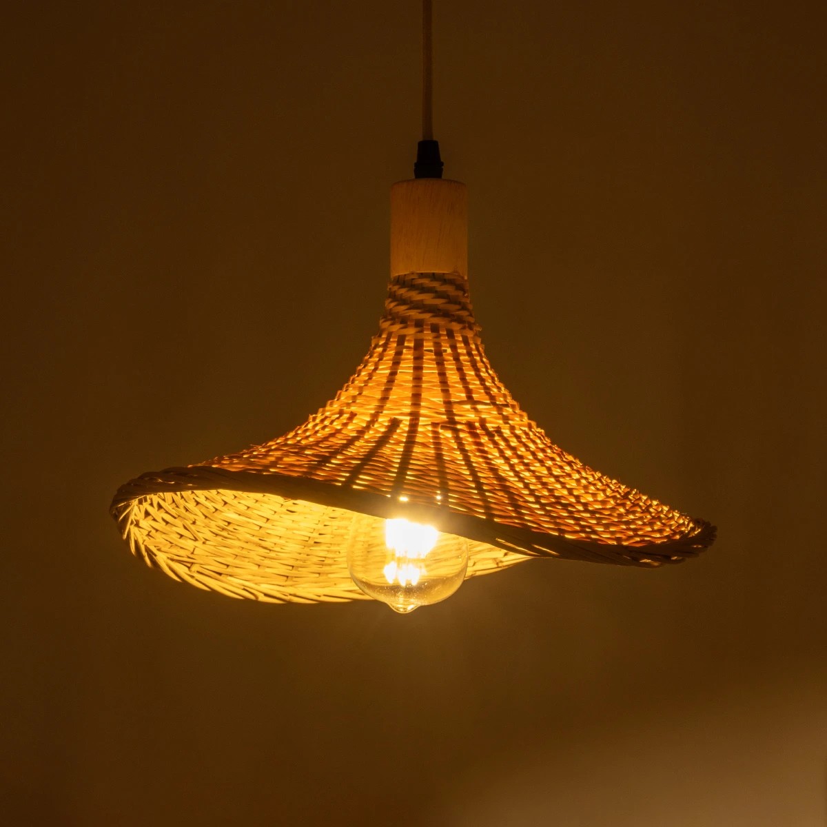 GLOBOSTAR® CUBA 01715 Boho Κρεμαστό Φωτιστικό Οροφής με Ντουί 1 x E27 AC 220-240V IP20 - Μπεζ - Μ33 x Π30 x Υ22cm - Image 2