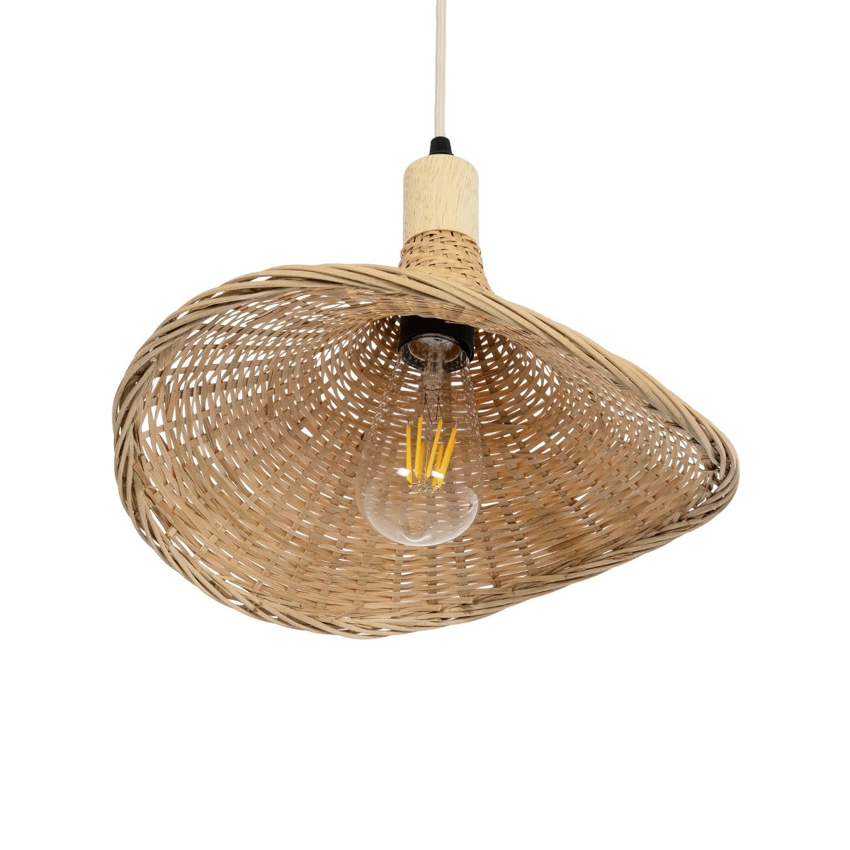GLOBOSTAR® CUBA 01715 Boho Κρεμαστό Φωτιστικό Οροφής με Ντουί 1 x E27 AC 220-240V IP20 - Μπεζ - Μ33 x Π30 x Υ22cm - Image 5