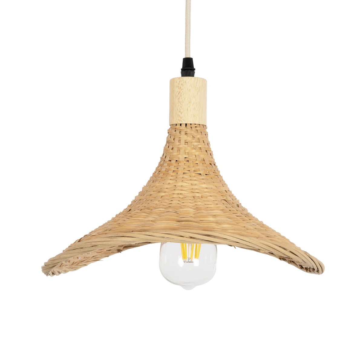GLOBOSTAR® CUBA 01715 Boho Κρεμαστό Φωτιστικό Οροφής με Ντουί 1 x E27 AC 220-240V IP20 - Μπεζ - Μ33 x Π30 x Υ22cm - Image 8