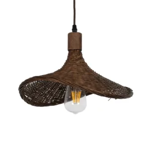 GLOBOSTAR® CUBA 01716 Boho Κρεμαστό Φωτιστικό Οροφής με Ντουί 1 x E27 AC 220-240V IP20 - Καφέ - Μ33 x Π30 x Υ22cm