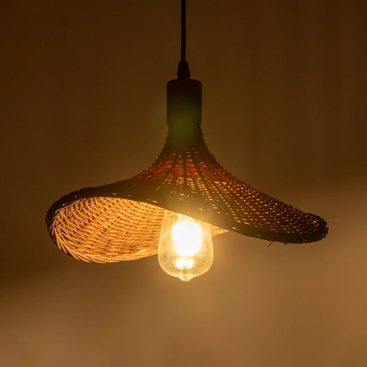 GLOBOSTAR® CUBA 01716 Boho Κρεμαστό Φωτιστικό Οροφής με Ντουί 1 x E27 AC 220-240V IP20 - Καφέ - Μ33 x Π30 x Υ22cm - Image 2