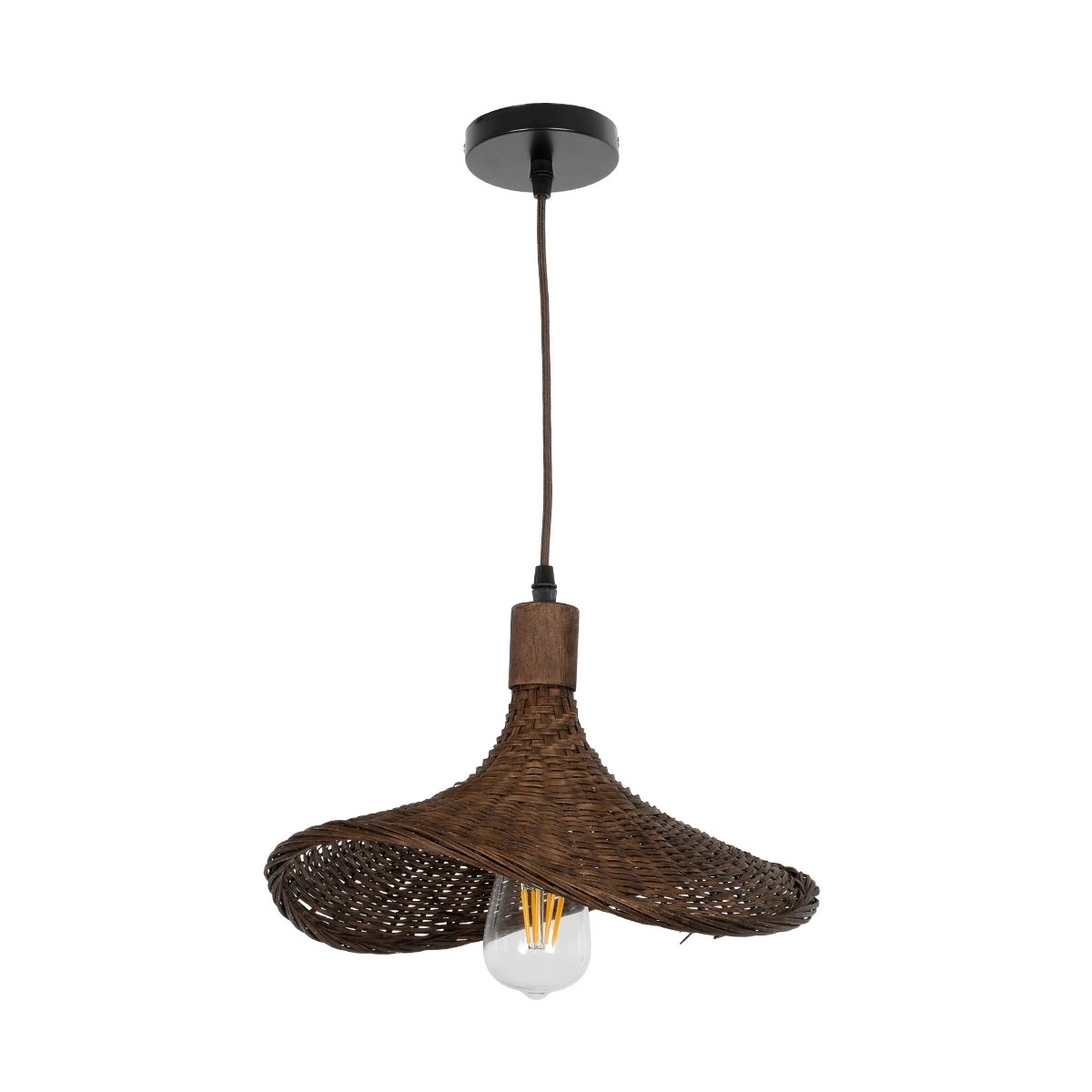 GLOBOSTAR® CUBA 01716 Boho Κρεμαστό Φωτιστικό Οροφής με Ντουί 1 x E27 AC 220-240V IP20 - Καφέ - Μ33 x Π30 x Υ22cm - Image 3