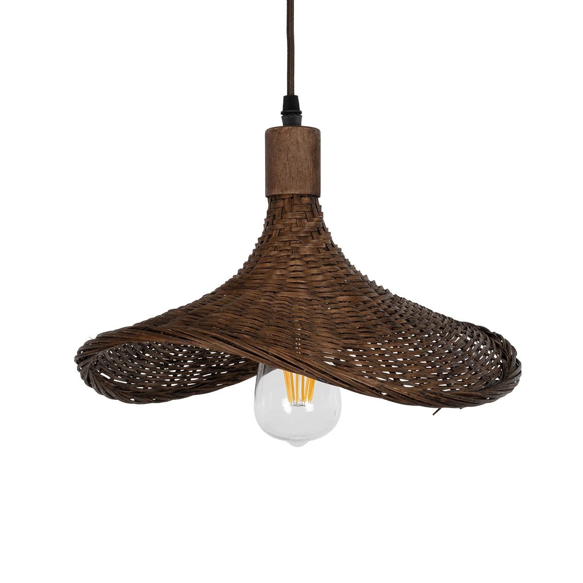 GLOBOSTAR® CUBA 01716 Boho Κρεμαστό Φωτιστικό Οροφής με Ντουί 1 x E27 AC 220-240V IP20 - Καφέ - Μ33 x Π30 x Υ22cm - Image 4