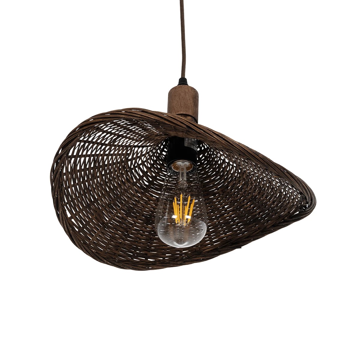 GLOBOSTAR® CUBA 01716 Boho Κρεμαστό Φωτιστικό Οροφής με Ντουί 1 x E27 AC 220-240V IP20 - Καφέ - Μ33 x Π30 x Υ22cm - Image 5