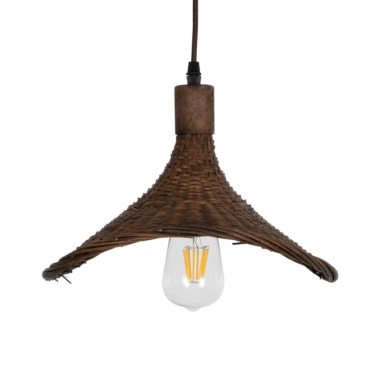 GLOBOSTAR® CUBA 01716 Boho Κρεμαστό Φωτιστικό Οροφής με Ντουί 1 x E27 AC 220-240V IP20 - Καφέ - Μ33 x Π30 x Υ22cm - Image 8