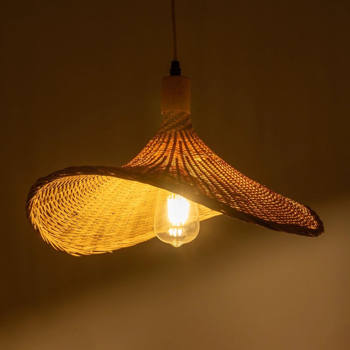GLOBOSTAR® CUBA 01717 Boho Κρεμαστό Φωτιστικό Οροφής με Ντουί 1 x E27 AC 220-240V IP20 - Μπεζ - Μ43 x Π40 x Υ28cm - Image 2