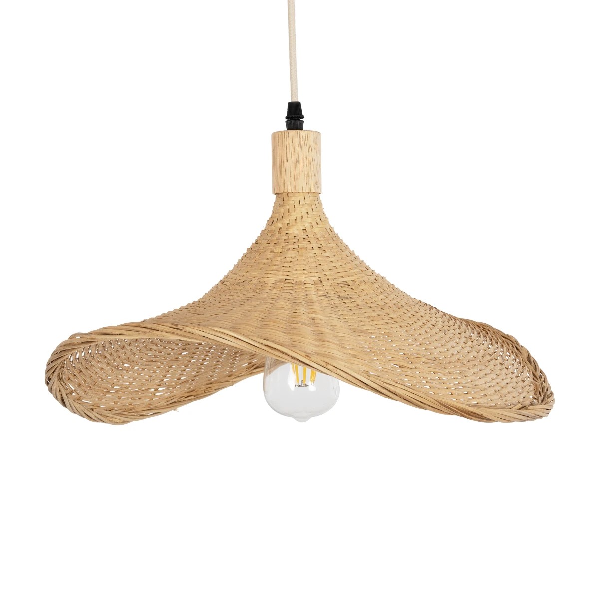 GLOBOSTAR® CUBA 01717 Boho Κρεμαστό Φωτιστικό Οροφής με Ντουί 1 x E27 AC 220-240V IP20 - Μπεζ - Μ43 x Π40 x Υ28cm - Image 4
