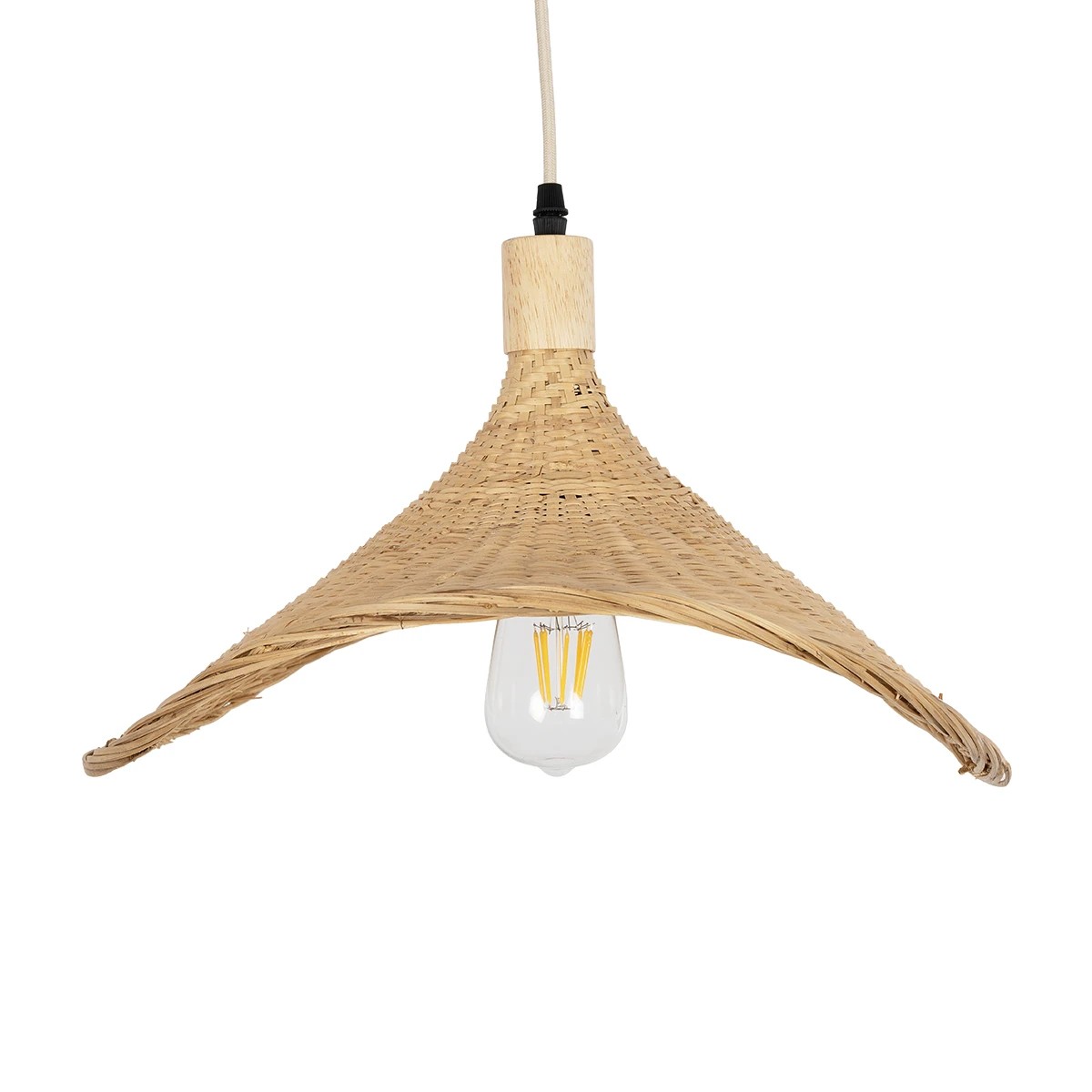 GLOBOSTAR® CUBA 01717 Boho Κρεμαστό Φωτιστικό Οροφής με Ντουί 1 x E27 AC 220-240V IP20 - Μπεζ - Μ43 x Π40 x Υ28cm - Image 8
