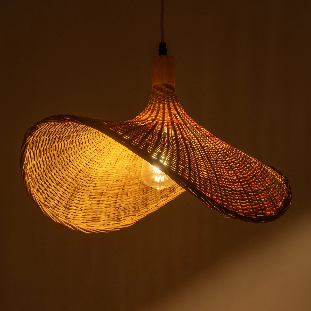 GLOBOSTAR® CUBA 01719 Boho Κρεμαστό Φωτιστικό Οροφής με Ντουί 1 x E27 AC 220-240V IP20 - Μπεζ - Μ53 x Π42 x Υ32cm - Image 2