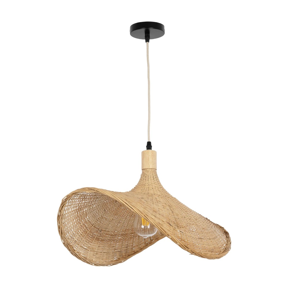 GLOBOSTAR® CUBA 01719 Boho Κρεμαστό Φωτιστικό Οροφής με Ντουί 1 x E27 AC 220-240V IP20 - Μπεζ - Μ53 x Π42 x Υ32cm - Image 3