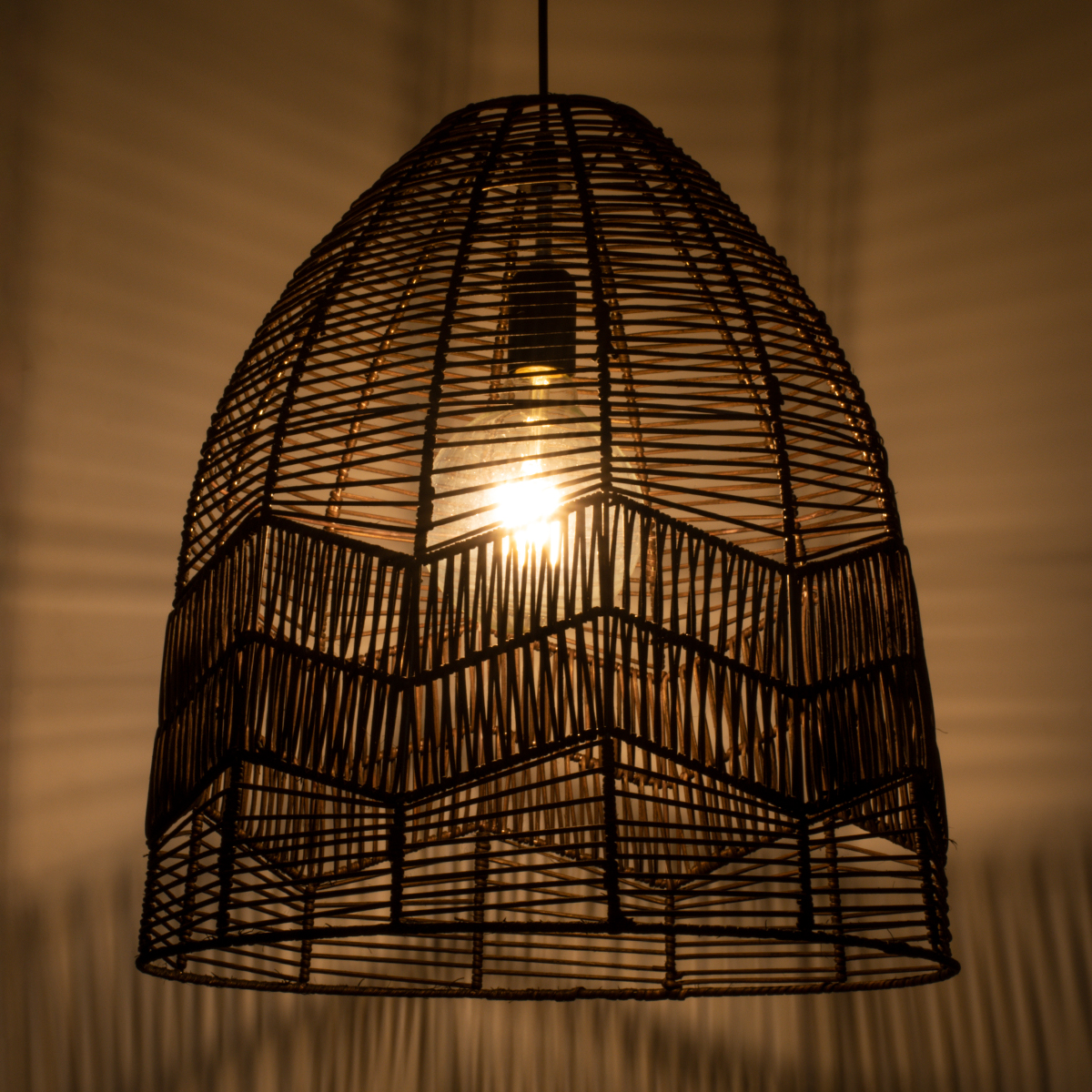 GLOBOSTAR® ALOHA 01752 Boho Κρεμαστό Φωτιστικό Οροφής με Ντουί 1 x E27 AC 220-240V IP20 - Καφέ - Μ45 x Π45 x Υ48cm - Image 3