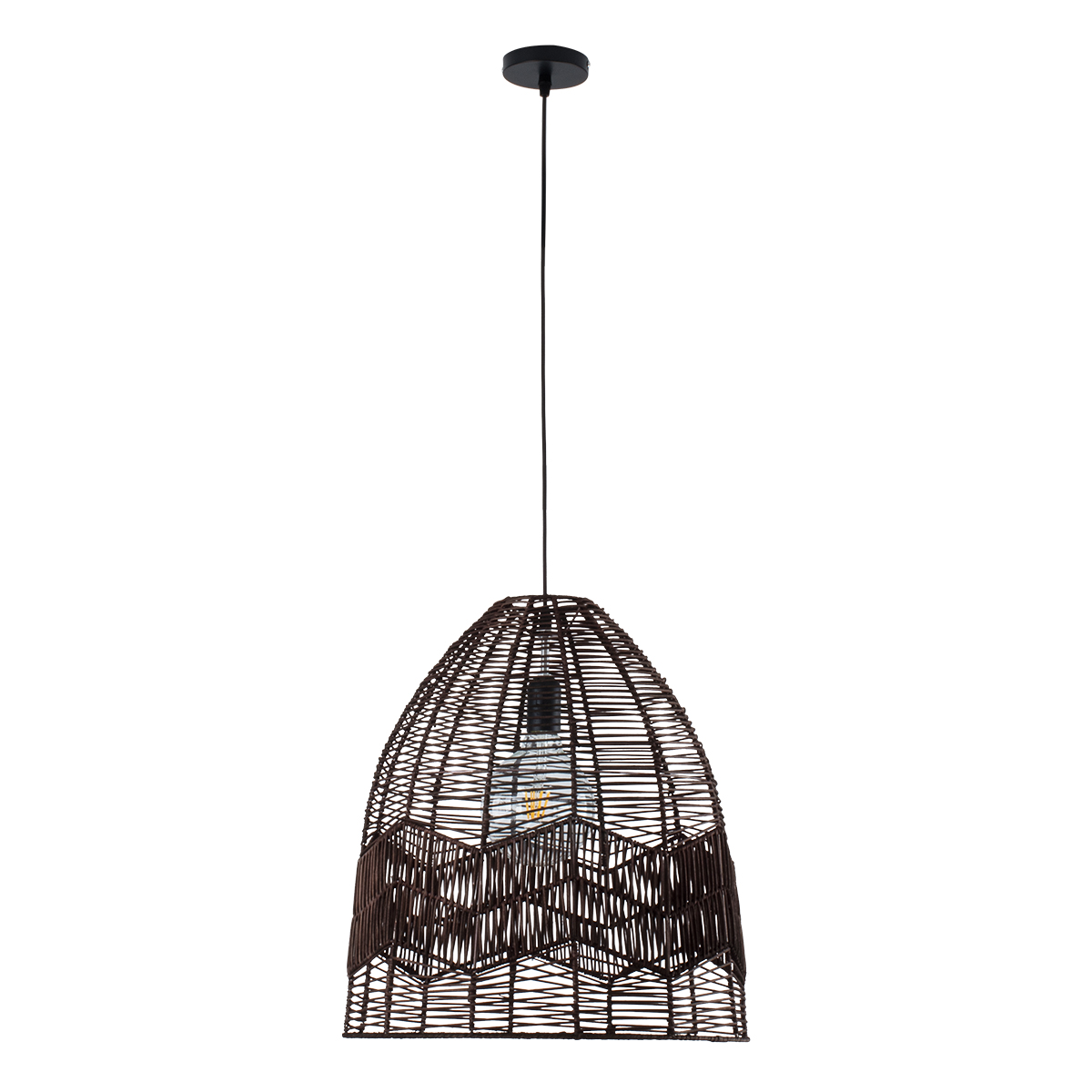 GLOBOSTAR® ALOHA 01752 Boho Κρεμαστό Φωτιστικό Οροφής με Ντουί 1 x E27 AC 220-240V IP20 - Καφέ - Μ45 x Π45 x Υ48cm - Image 4