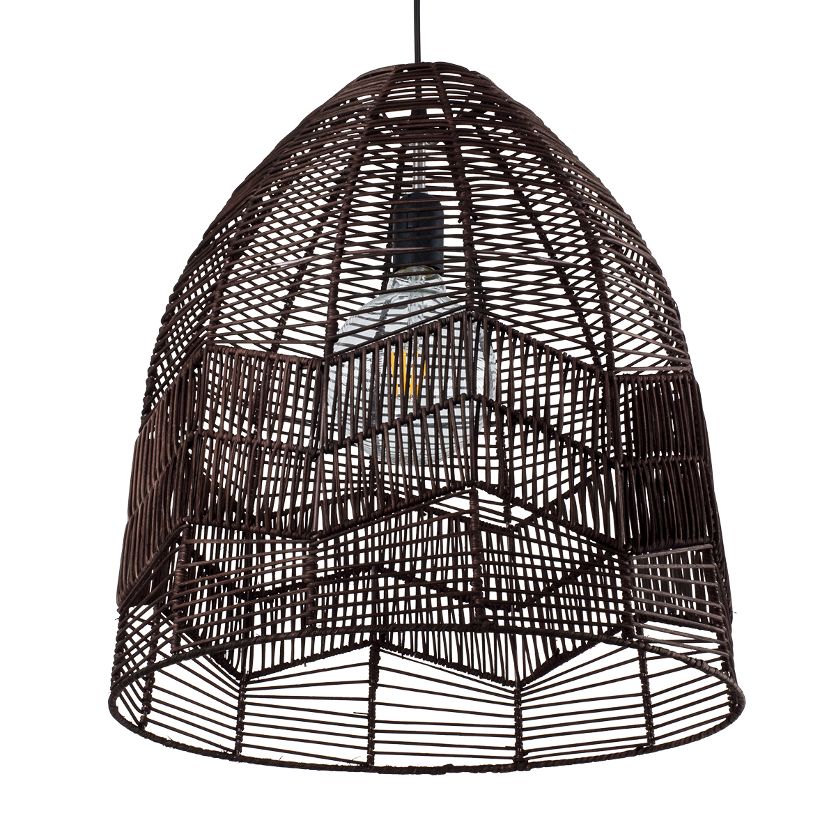 GLOBOSTAR® ALOHA 01752 Boho Κρεμαστό Φωτιστικό Οροφής με Ντουί 1 x E27 AC 220-240V IP20 - Καφέ - Μ45 x Π45 x Υ48cm - Image 6