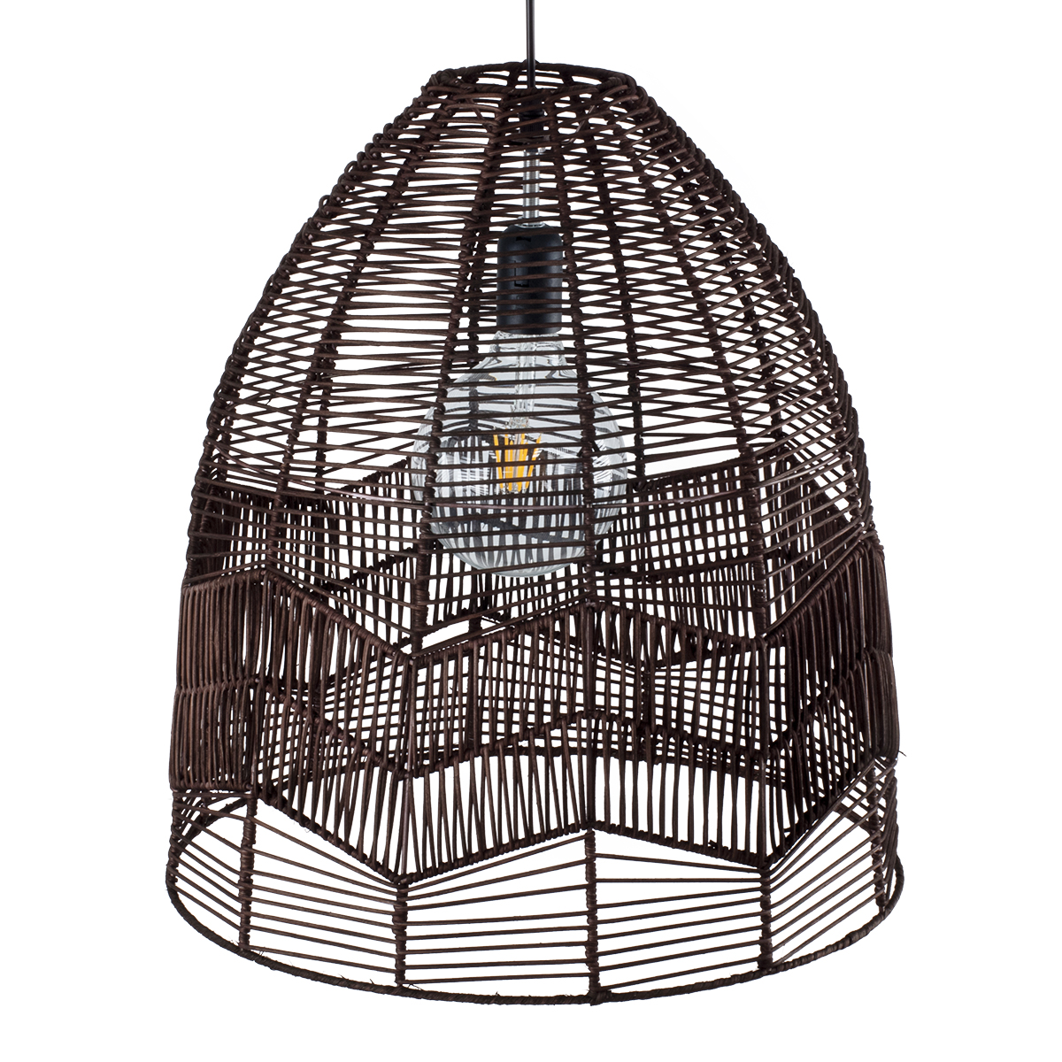 GLOBOSTAR® ALOHA 01752 Boho Κρεμαστό Φωτιστικό Οροφής με Ντουί 1 x E27 AC 220-240V IP20 - Καφέ - Μ45 x Π45 x Υ48cm - Image 7