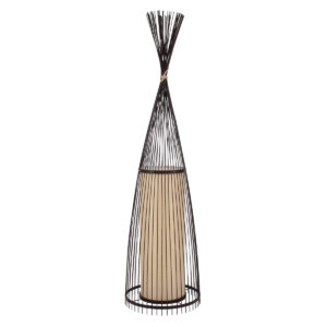 GLOBOSTAR® AZORES 01756 Boho Επιδαπέδιο Φωτιστικό με Ντουί 1 x E27 AC 220-240V IP20 - Καφέ & Μπεζ - Μ40 x Π40 x Υ150cm