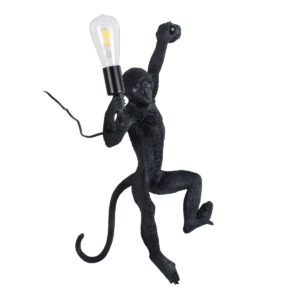 GLOBOSTAR® APES 01804 Μοντέρνο Φωτιστικό Τοίχου - Απλίκα με Ντουί 1 x E27 AC 220-240V IP20 - Μαύρο - Μ34 x Π31 x Υ61cm