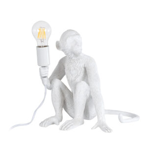 GLOBOSTAR® APES 01808 Μοντέρνο Επιτραπέζιο Φωτιστικό Πορτατίφ με Ντουί 1 x E27 AC 220-240V IP20 - Λευκό - Μ30 x Π27 x Υ30cm