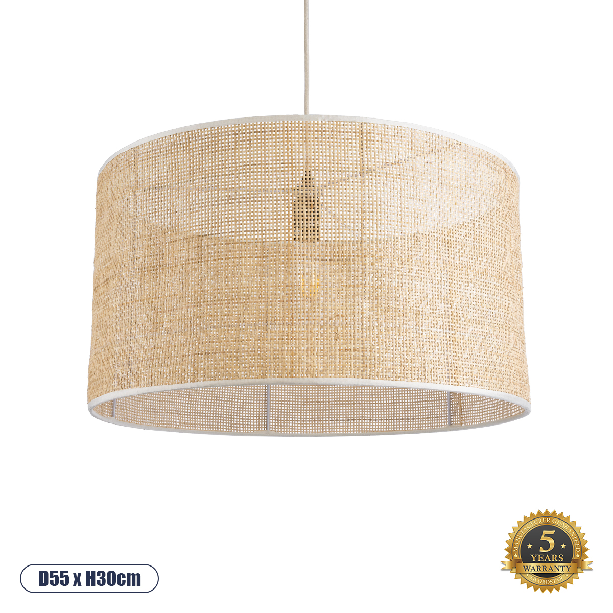 GLOBOSTAR® YOTTO 01822 Boho Κρεμαστό Φωτιστικό Οροφής με Ντουί 1 x E27 AC 220-240V IP20 - Μπεζ - Μ55 x Π55 x Y30cm