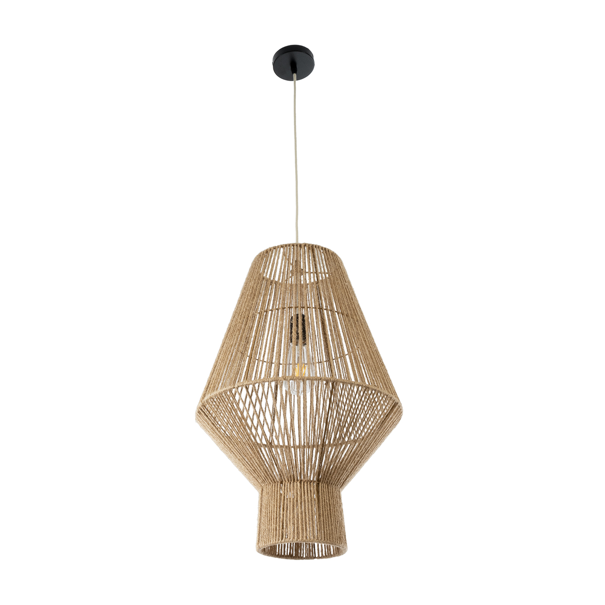 GLOBOSTAR® CAYMAN 01853 Boho Κρεμαστό Φωτιστικό Οροφής με Ντουί 1 x E27 AC 220-240V IP20 - Μπεζ - Μ40 x Π40 x Υ60cm - Image 4