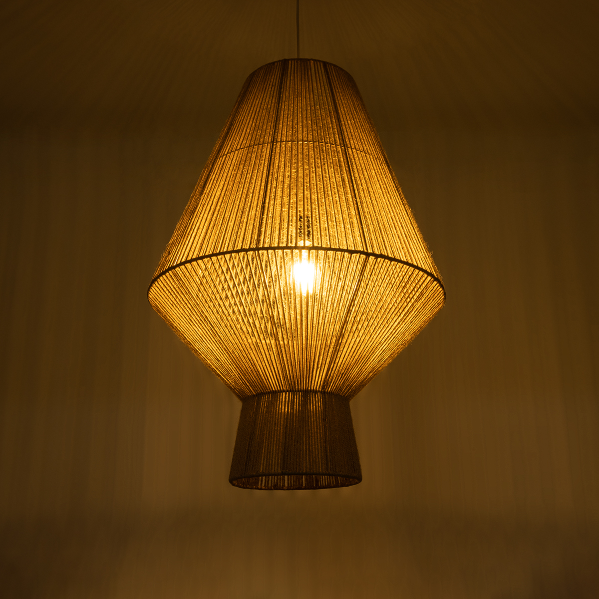 GLOBOSTAR® CAYMAN 01854 Boho Κρεμαστό Φωτιστικό Οροφής με Ντουί 1 x E27 AC 220-240V IP20 - Μπεζ - Μ60 x Π60 x Υ86cm - Image 3