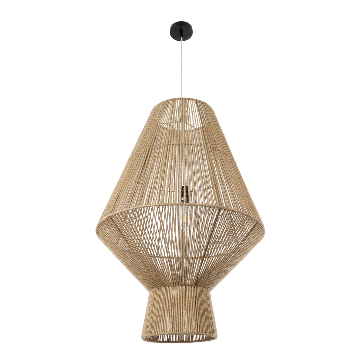 GLOBOSTAR® CAYMAN 01854 Boho Κρεμαστό Φωτιστικό Οροφής με Ντουί 1 x E27 AC 220-240V IP20 - Μπεζ - Μ60 x Π60 x Υ86cm - Image 4