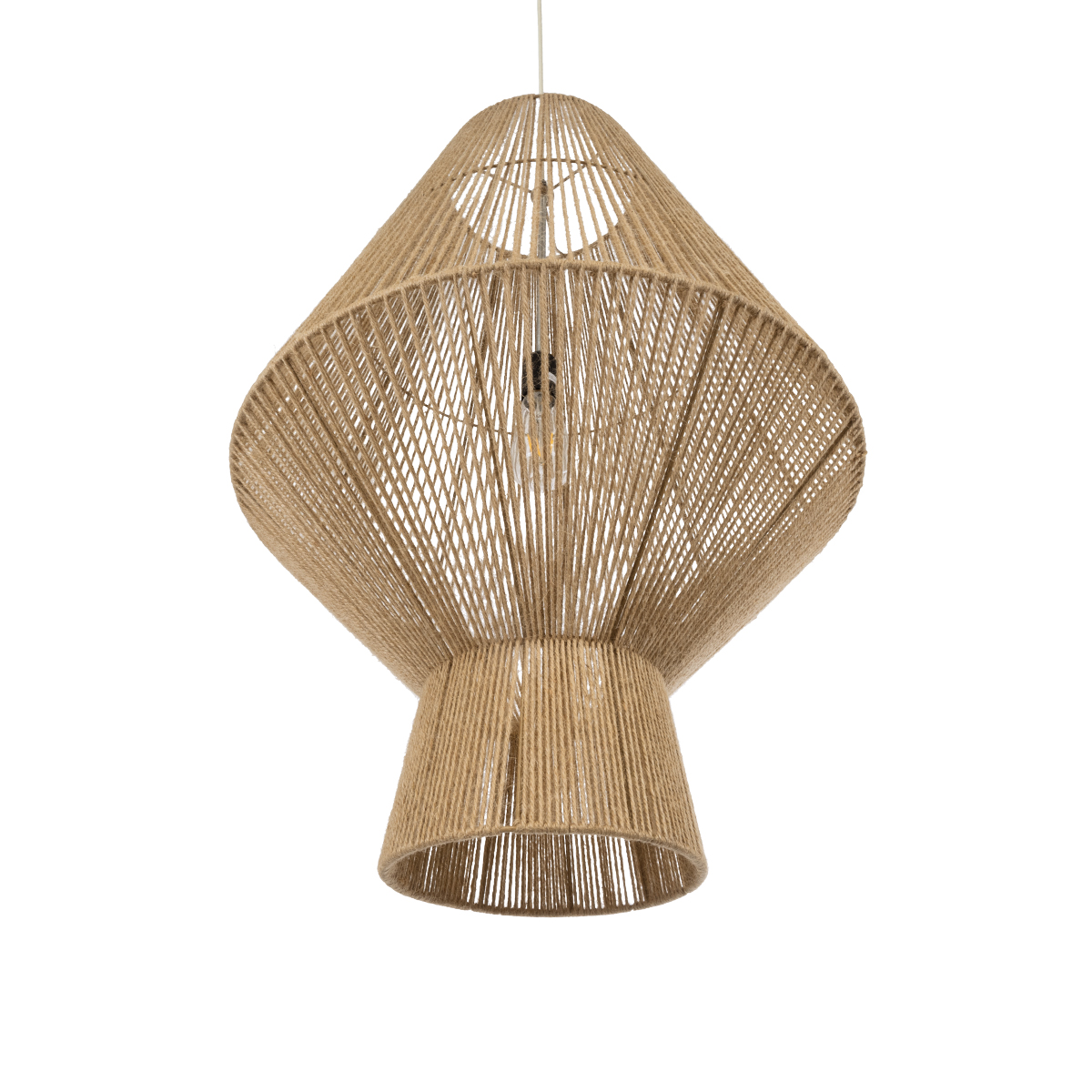 GLOBOSTAR® CAYMAN 01854 Boho Κρεμαστό Φωτιστικό Οροφής με Ντουί 1 x E27 AC 220-240V IP20 - Μπεζ - Μ60 x Π60 x Υ86cm - Image 6