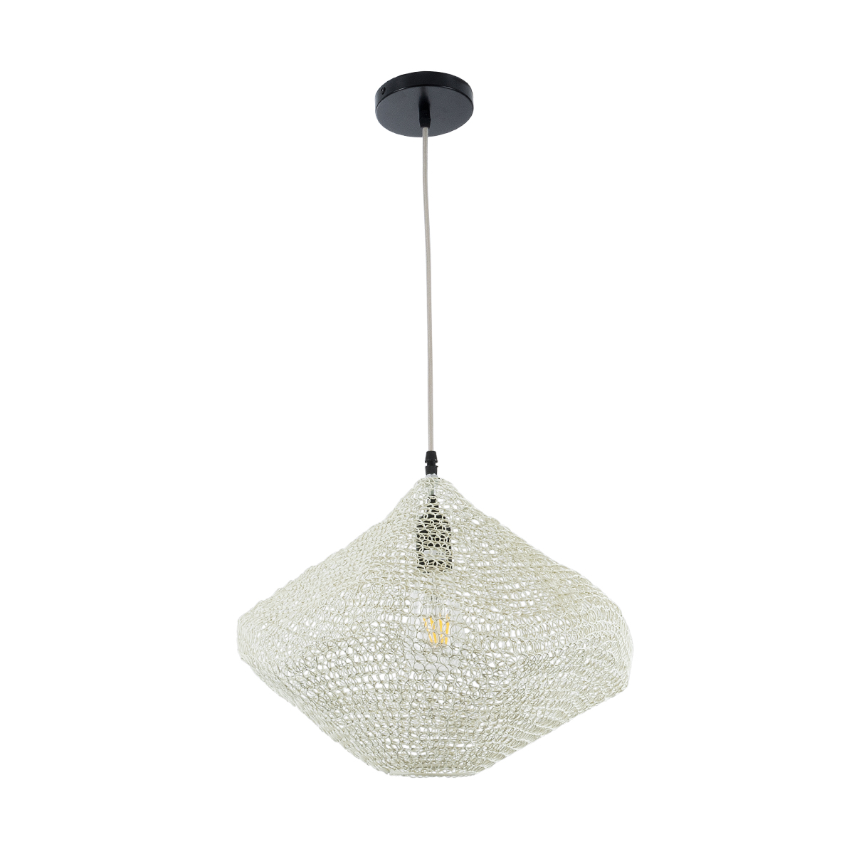 GLOBOSTAR® KENTUCKY 01862 Vintage Κρεμαστό Φωτιστικό Οροφής με Ντουί 1 x E27 AC 220-240V IP20 - Μπεζ - Μ40 x Π40 x Υ30cm - Image 4
