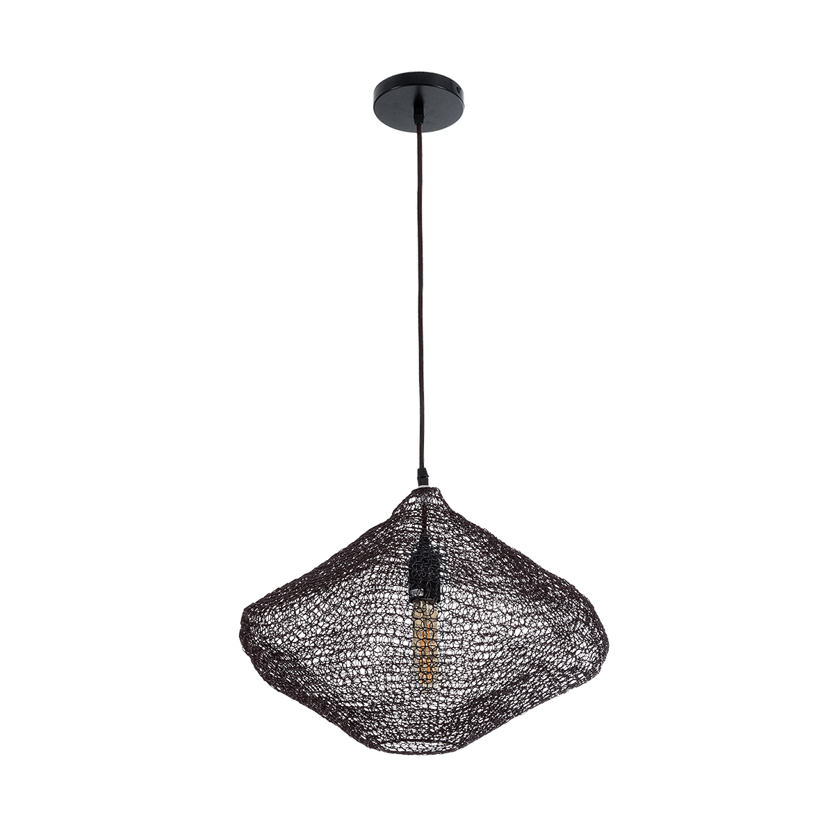 GLOBOSTAR® KENTUCKY 01863 Vintage Κρεμαστό Φωτιστικό Οροφής με Ντουί 1 x E27 AC 220-240V IP20 - Καφέ - Μ40 x Π40 x Υ30cm - Image 4
