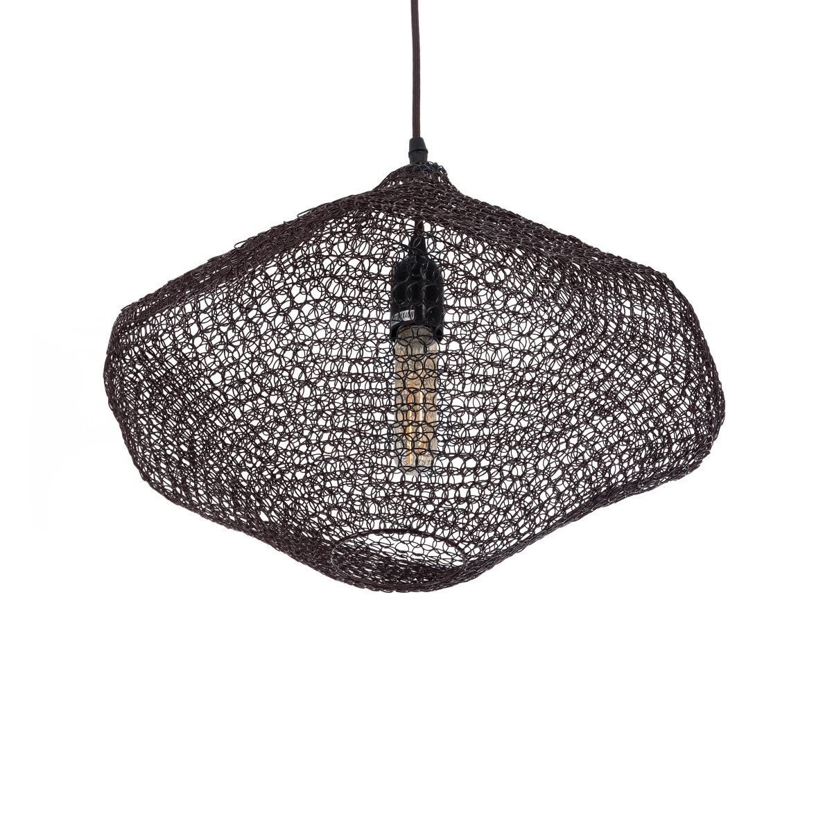 GLOBOSTAR® KENTUCKY 01863 Vintage Κρεμαστό Φωτιστικό Οροφής με Ντουί 1 x E27 AC 220-240V IP20 - Καφέ - Μ40 x Π40 x Υ30cm - Image 6