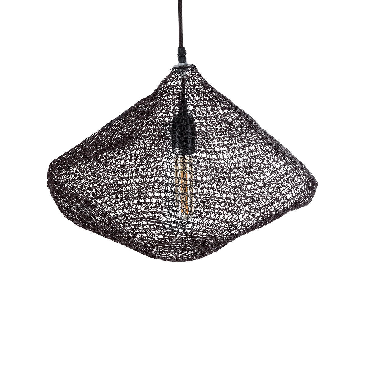 GLOBOSTAR® KENTUCKY 01863 Vintage Κρεμαστό Φωτιστικό Οροφής με Ντουί 1 x E27 AC 220-240V IP20 - Καφέ - Μ40 x Π40 x Υ30cm - Image 7