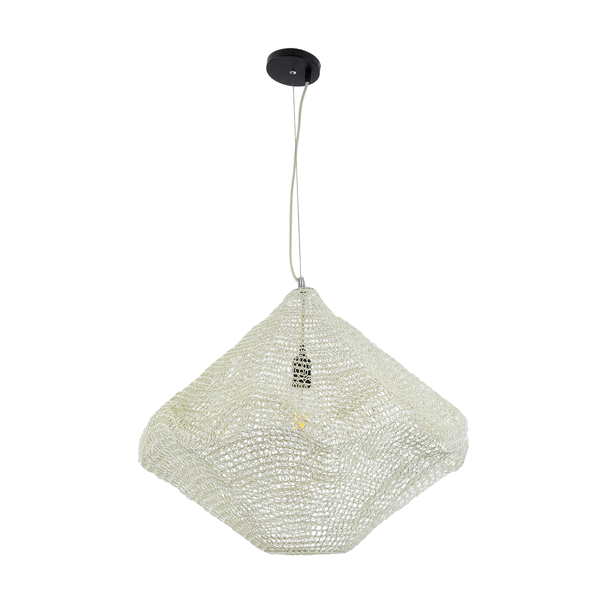 GLOBOSTAR® KENTUCKY 01865 Vintage Κρεμαστό Φωτιστικό Οροφής με Ντουί 1 x E27 AC 220-240V IP20 - Μπεζ - Μ60 x Π60 x Υ50cm - Image 4