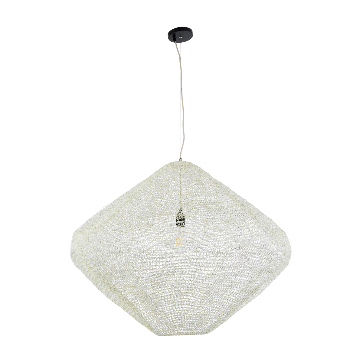 GLOBOSTAR® KENTUCKY 01868 Vintage Κρεμαστό Φωτιστικό Οροφής με Ντουί 1 x E27 AC 220-240V IP20 - Μπεζ - Μ90 x Π90 x Υ70cm - Image 4