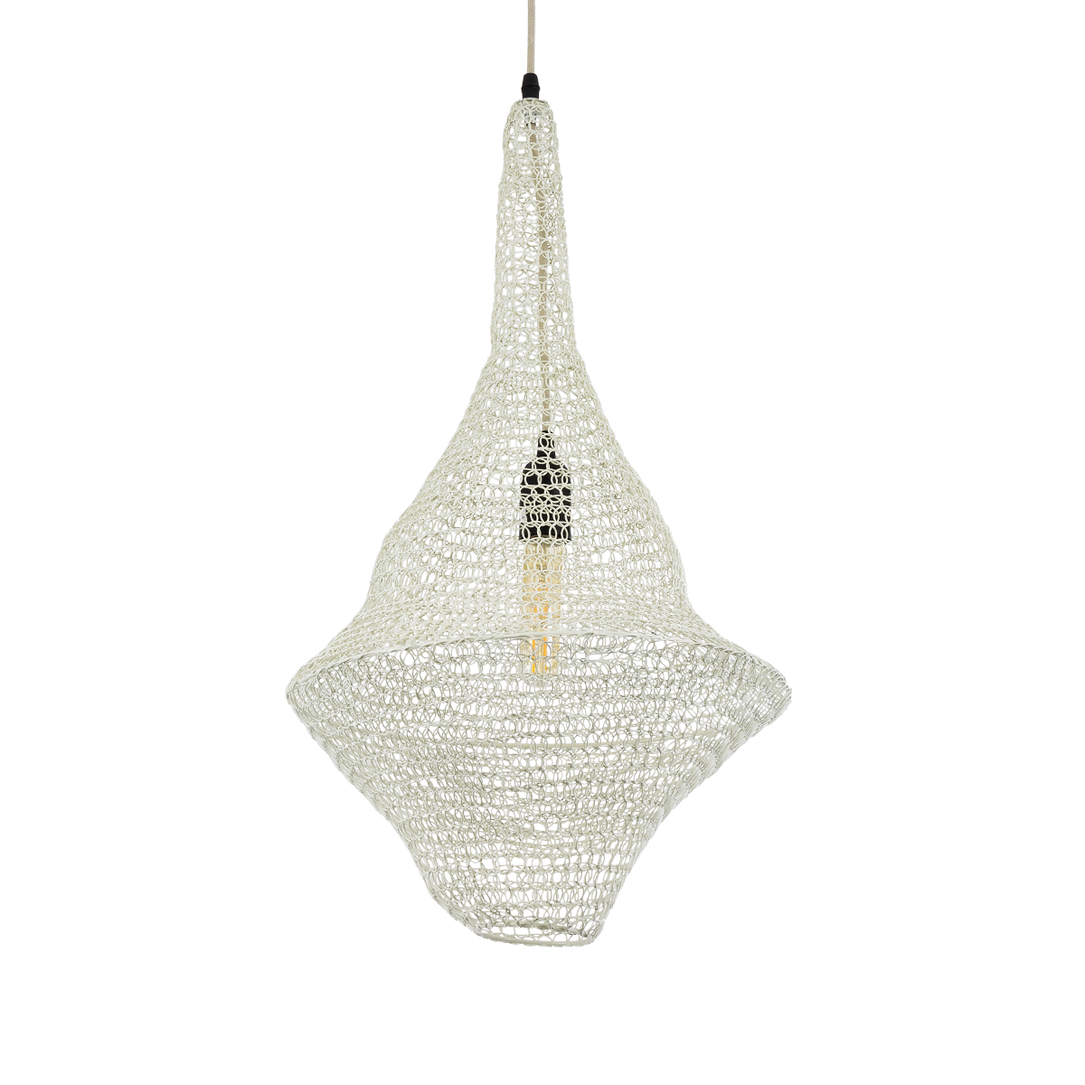 GLOBOSTAR® KENTUCKY 01871 Vintage Κρεμαστό Φωτιστικό Οροφής με Ντουί 1 x E27 AC 220-240V IP20 - Μπεζ - Μ35 x Π35 x Υ60cm - Image 2