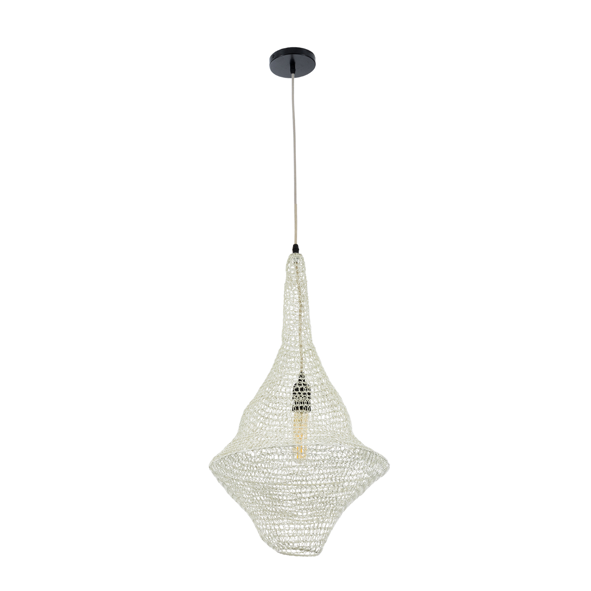 GLOBOSTAR® KENTUCKY 01871 Vintage Κρεμαστό Φωτιστικό Οροφής με Ντουί 1 x E27 AC 220-240V IP20 - Μπεζ - Μ35 x Π35 x Υ60cm - Image 4
