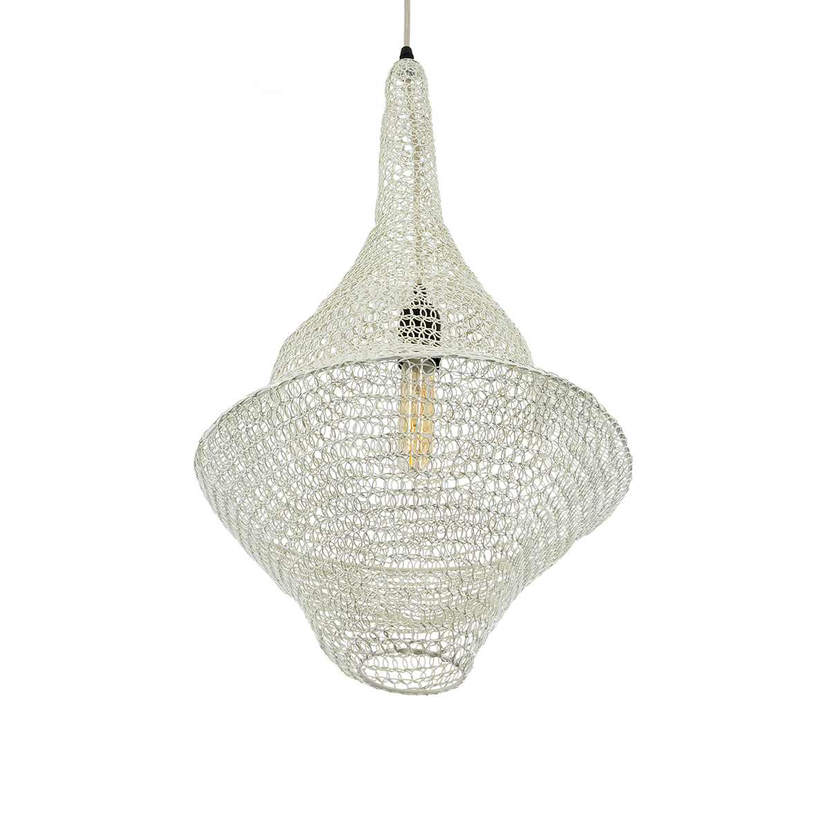 GLOBOSTAR® KENTUCKY 01871 Vintage Κρεμαστό Φωτιστικό Οροφής με Ντουί 1 x E27 AC 220-240V IP20 - Μπεζ - Μ35 x Π35 x Υ60cm - Image 6