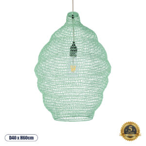 GLOBOSTAR® KENTUCKY 01900 Vintage Κρεμαστό Φωτιστικό Οροφής με Ντουί 1 x E27 AC 220-240V IP20 - Τιρκουάζ - Μ40 x Π40 x Y60cm