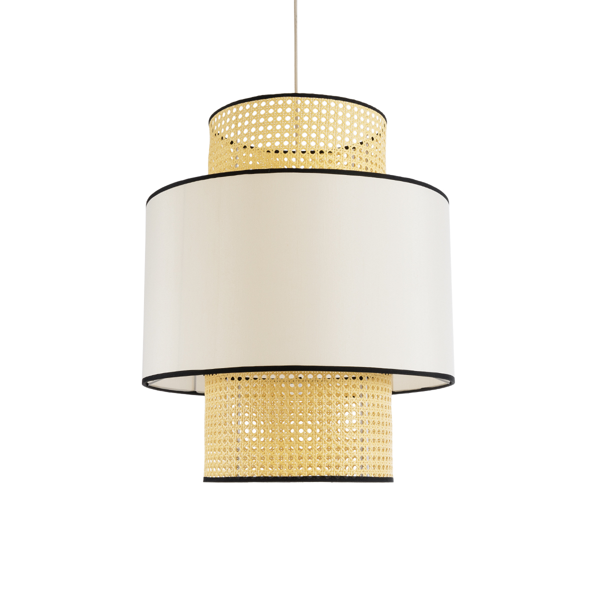 GLOBOSTAR® SAIGE 01917 Boho Κρεμαστό Φωτιστικό Οροφής με Ντουί 1 x E27 AC 220-240V IP20 - Μπεζ & Μαύρο - Μ50 x Π50 x Υ60cm - Image 2