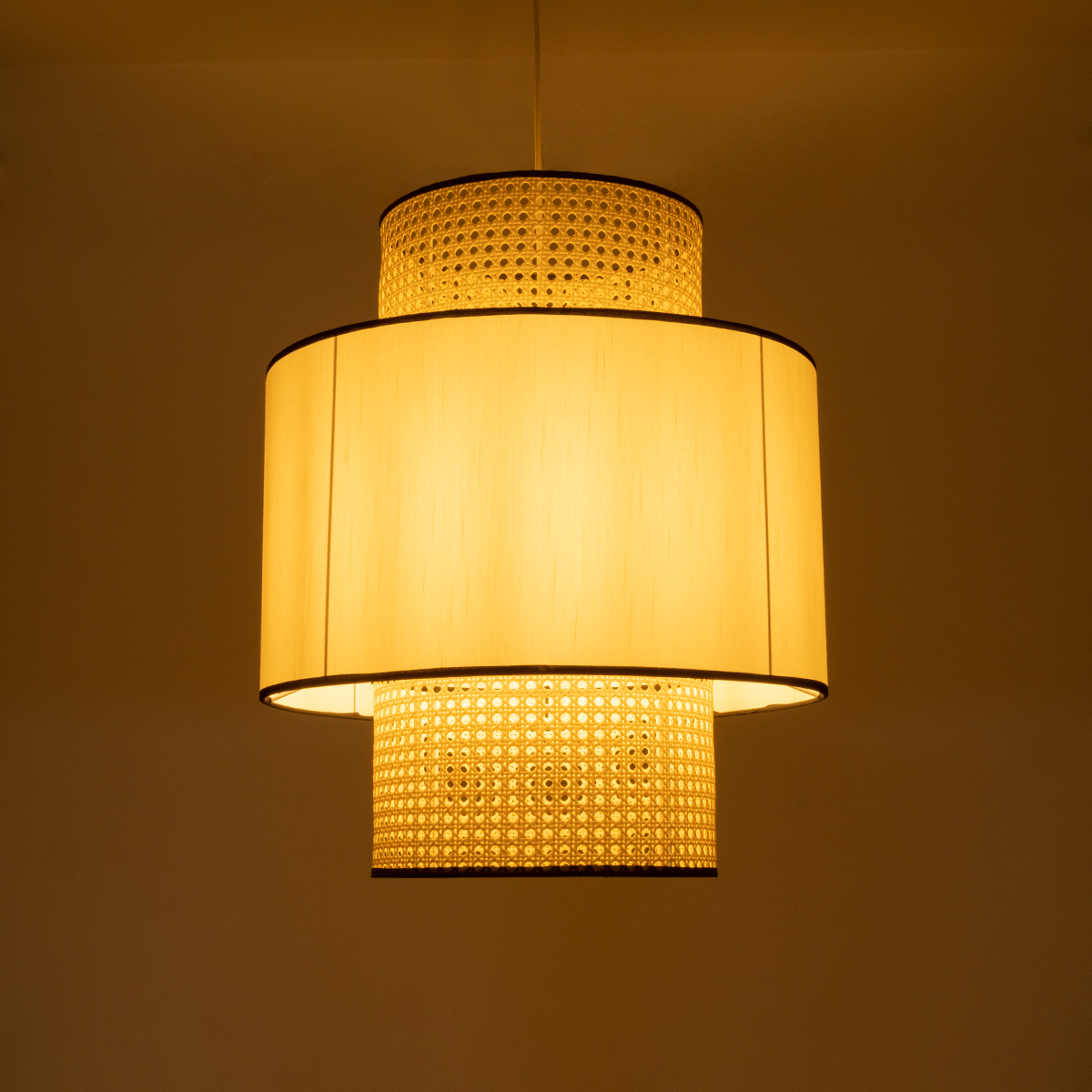 GLOBOSTAR® SAIGE 01917 Boho Κρεμαστό Φωτιστικό Οροφής με Ντουί 1 x E27 AC 220-240V IP20 - Μπεζ & Μαύρο - Μ50 x Π50 x Υ60cm - Image 3