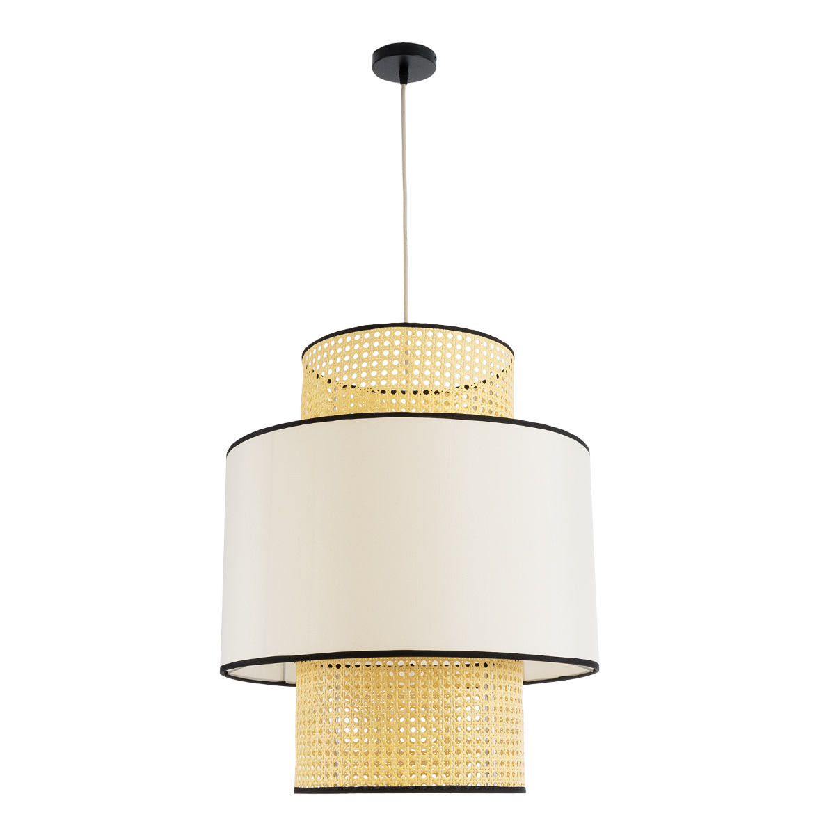 GLOBOSTAR® SAIGE 01917 Boho Κρεμαστό Φωτιστικό Οροφής με Ντουί 1 x E27 AC 220-240V IP20 - Μπεζ & Μαύρο - Μ50 x Π50 x Υ60cm - Image 4