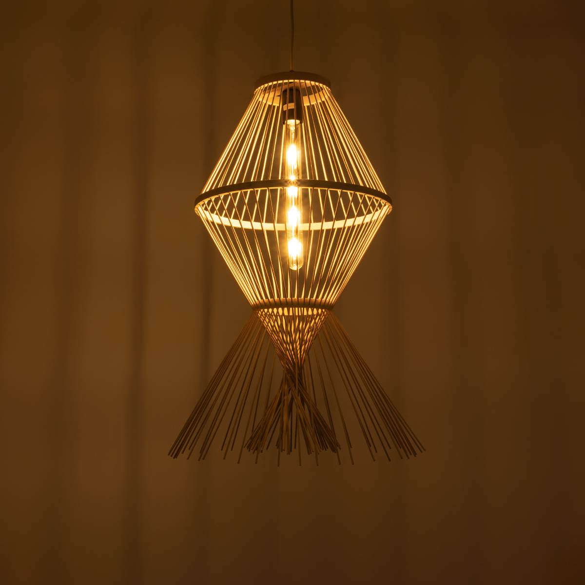 GLOBOSTAR® YOSHI 01928 Boho Κρεμαστό Φωτιστικό Οροφής με Ντουί 1 x E27 AC 220-240V IP20 - Μπεζ - Μ35 x Π35 x Υ60cm - Image 3