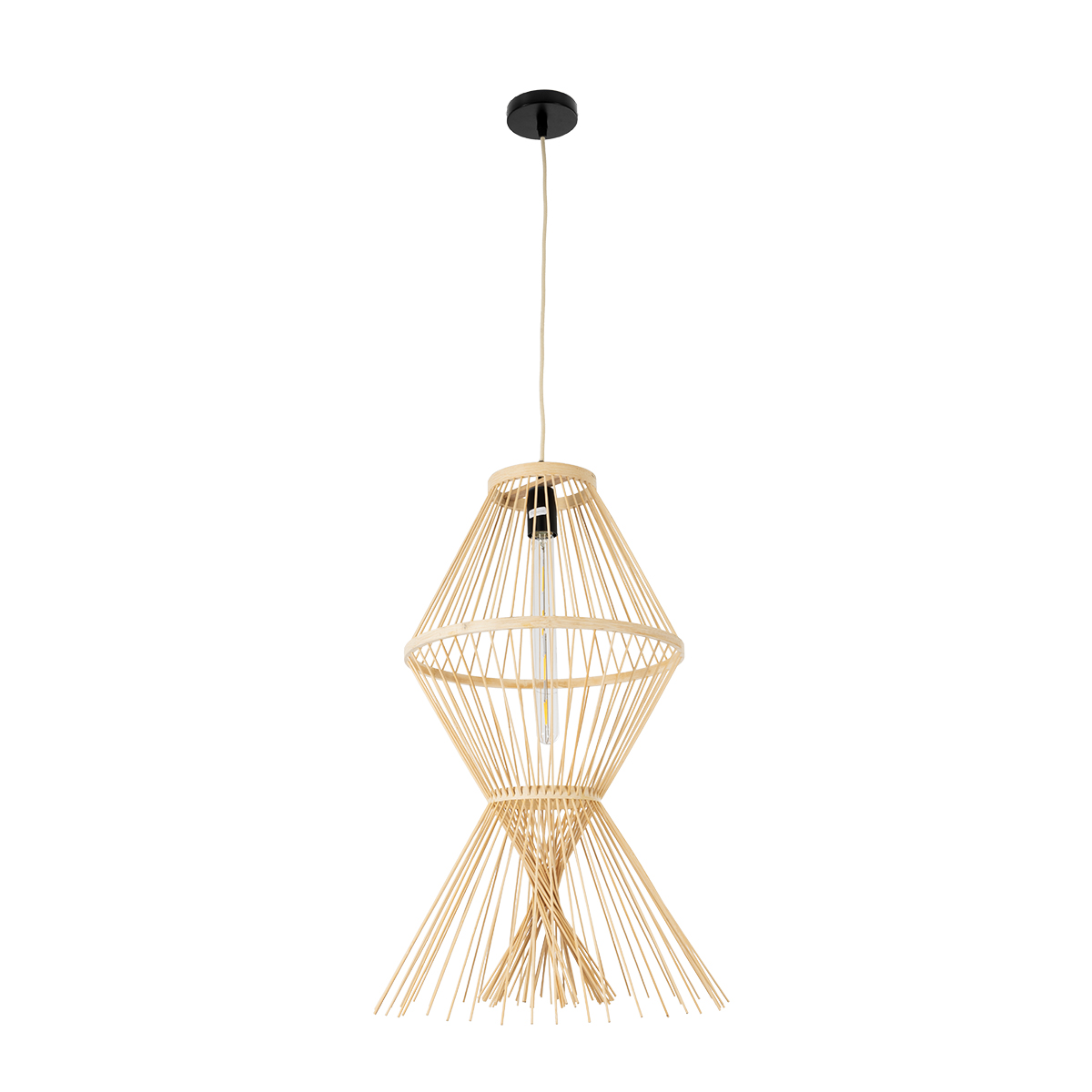 GLOBOSTAR® YOSHI 01928 Boho Κρεμαστό Φωτιστικό Οροφής με Ντουί 1 x E27 AC 220-240V IP20 - Μπεζ - Μ35 x Π35 x Υ60cm - Image 4