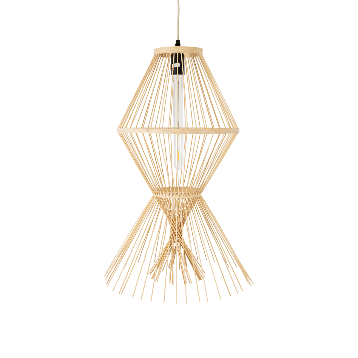 GLOBOSTAR® YOSHI 01928 Boho Κρεμαστό Φωτιστικό Οροφής με Ντουί 1 x E27 AC 220-240V IP20 - Μπεζ - Μ35 x Π35 x Υ60cm - Image 5
