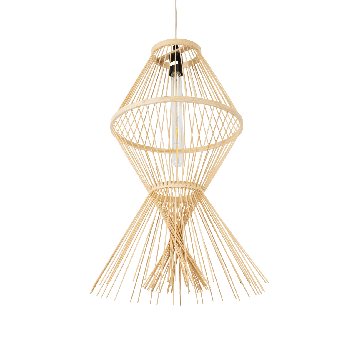 GLOBOSTAR® YOSHI 01928 Boho Κρεμαστό Φωτιστικό Οροφής με Ντουί 1 x E27 AC 220-240V IP20 - Μπεζ - Μ35 x Π35 x Υ60cm - Image 6