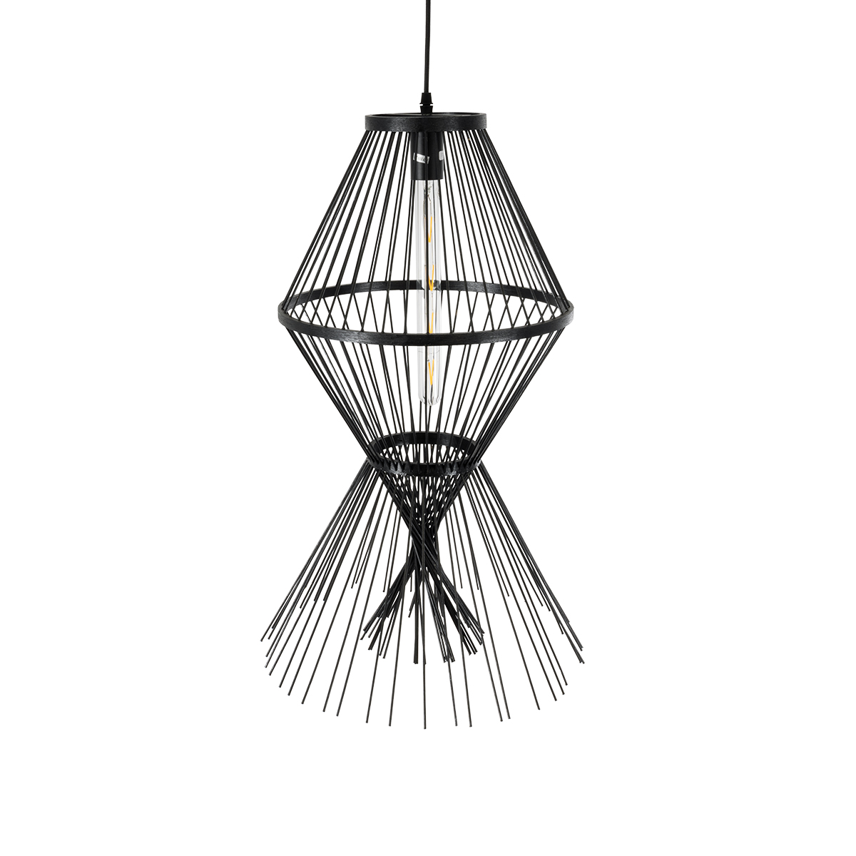GLOBOSTAR® YOSHI 01929 Boho Κρεμαστό Φωτιστικό Οροφής με Ντουί 1 x E27 AC 220-240V IP20 - Μαύρο - Μ35 x Π35 x Υ60cm - Image 7